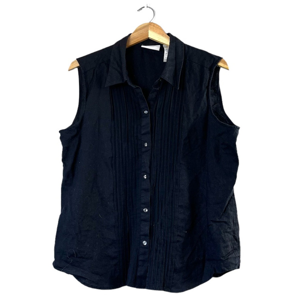 Black Pintuck Liz Claiborne Blouse XL